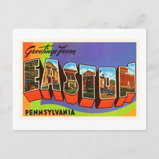 Easton Pennsylvania PA Old Vintage Travel Souvenir Postcard (Front)