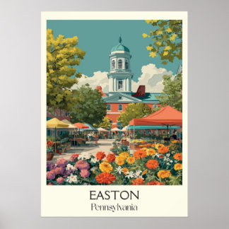 Easton Pennsylvania Vintage Town Square Art Poster
