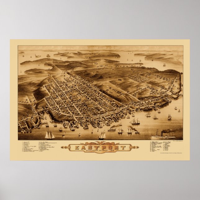 Eastport, ME Panoramic Map - 1879 Poster (Front)