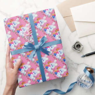 Eastr Bunny and eggs pattern wrapping paper