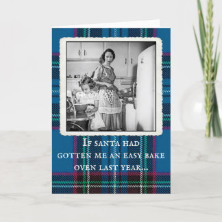 "Easy Bake Oven" Vintage Plaid Christmas Card