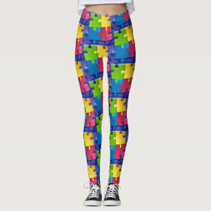 Easy Care Leggings with Brightly Coloured Puzzle