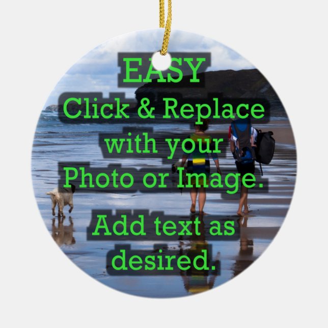 Easy Click & Replace Image to Create Your Own Ceramic Ornament (Front)