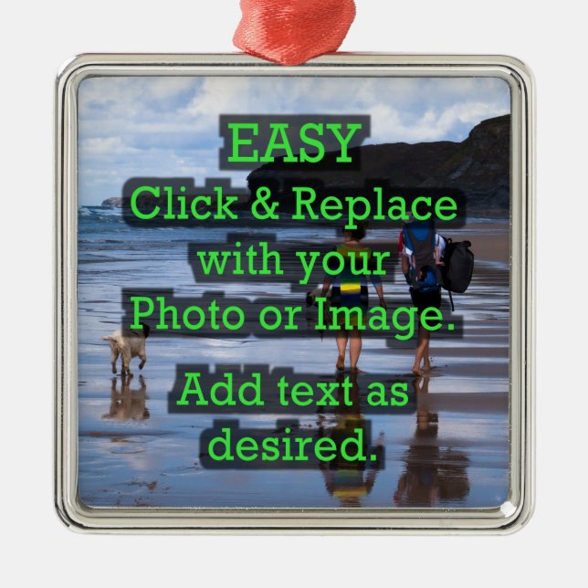 Easy Click & Replace Image to Create Your Own Metal Ornament (Front)