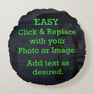 Easy Click & Replace Image to Create Your Own Round Pillow