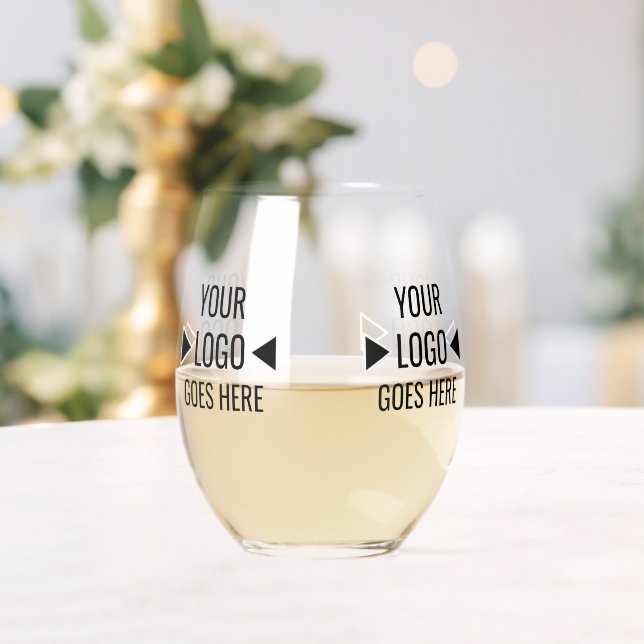 Easy Custom Corporate Business Logo Pattern Stemless Wine Glass (Insitu (Wedding))