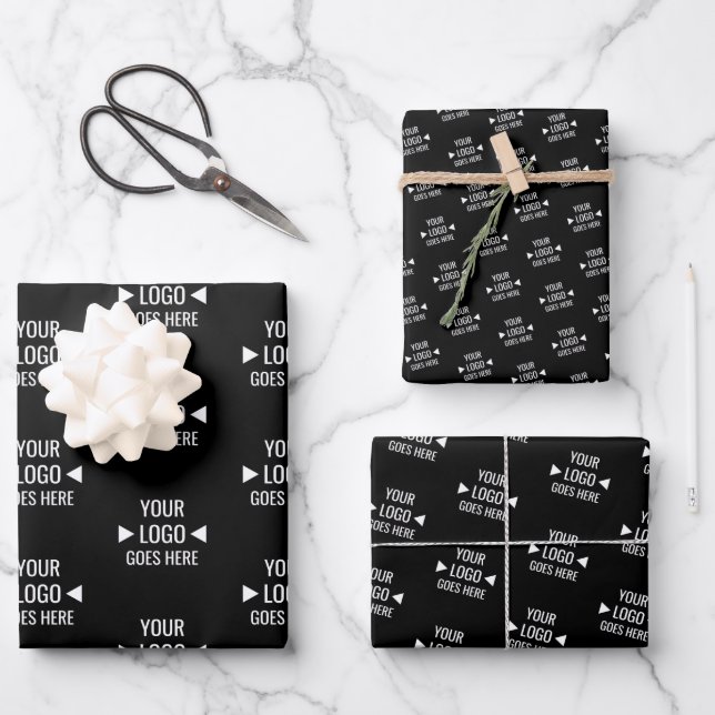 Easy Custom Corporate Business Logo Pattern Wrapping Paper Sheet (Front)