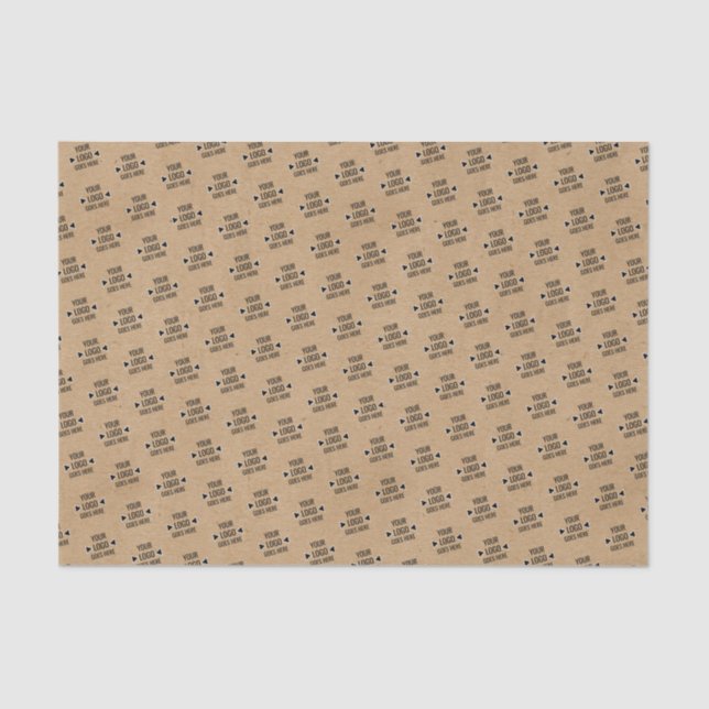 Easy Custom Logo Pattern Faux Rustic Brown Kraft Tissue Paper (Front)