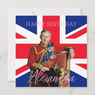 Easy Custom Name King Charles III British flag Card