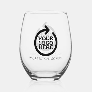 Easy design unique business personalized logo stemless wine glass