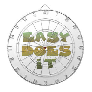 Easy Does It Recovery Slogan Quote Green Gold Text Dartboard