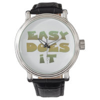 Easy Does It Recovery Slogan Quote Green Gold Text