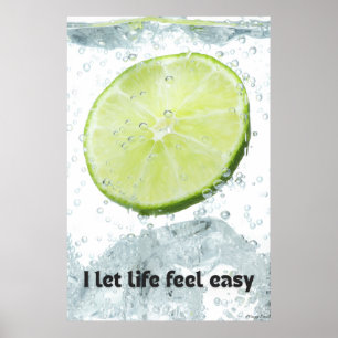 Easy Living: Refreshing Lime & Water Splash Art Poster