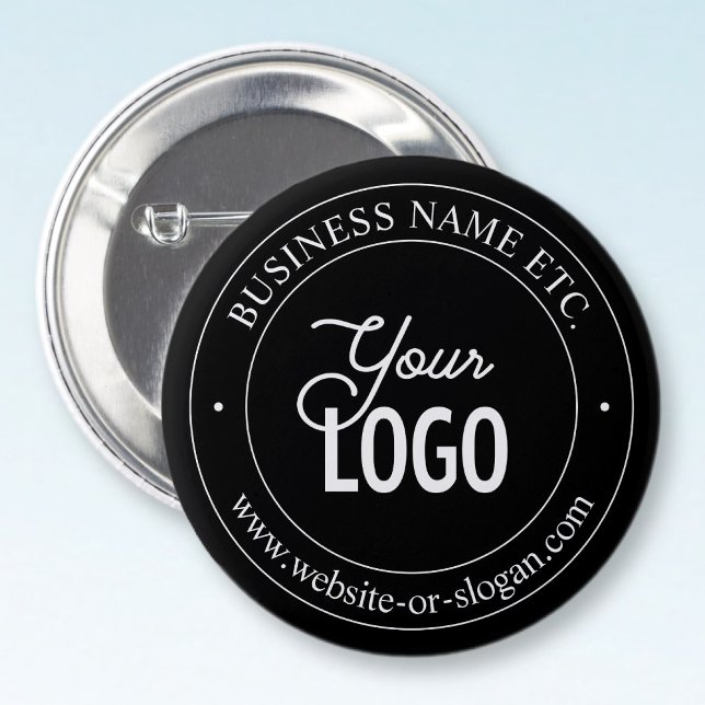 Easy Logo Replacement & Customizable Text | Black 2 Inch Round Button (Creator Uploaded)