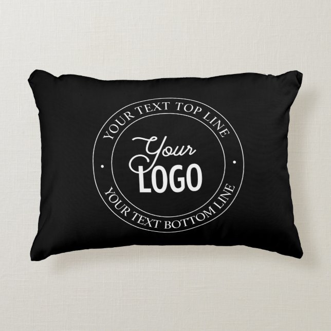 Easy Logo Replacement & Customizable Text | Black Accent Pillow (Front)