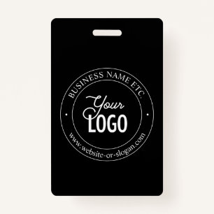 Easy Logo Replacement & Customizable Text Black Badge