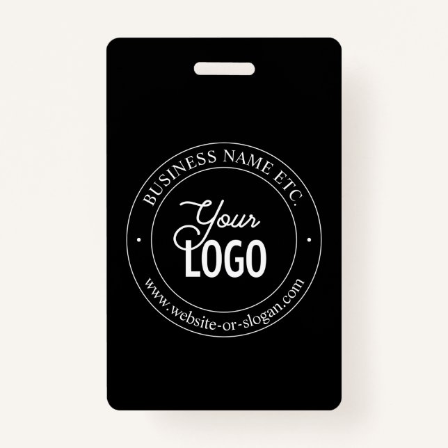 Easy Logo Replacement & Customizable Text | Black Badge (Front)