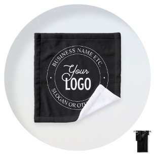 Easy Logo Replacement & Customizable Text   Black Bath Towel Set