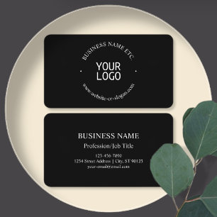 Easy Logo Replacement & Customizable Text Black Business Card