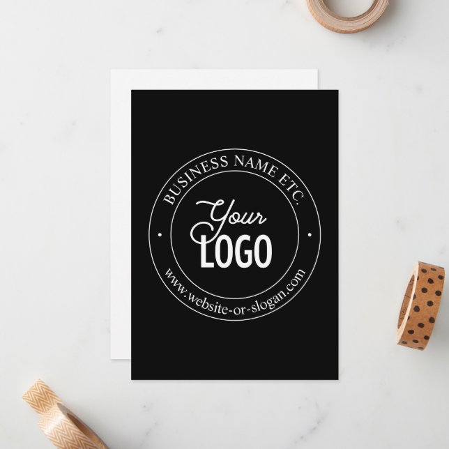 Easy Logo Replacement & Customizable Text | Black Card (Front/Back In Situ)