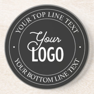 Easy Logo Replacement & Customizable Text   Black Coaster