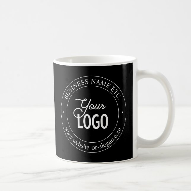 Easy Logo Replacement & Customizable Text | Black Coffee Mug (Right)