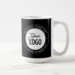 Easy Logo Replacement & Customizable Text   Black  Coffee Mug