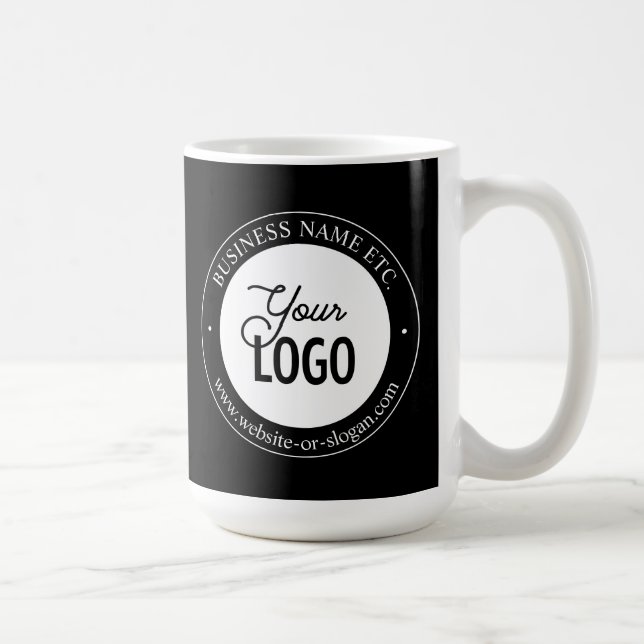 Easy Logo Replacement & Customizable Text | Black  Coffee Mug (Right)