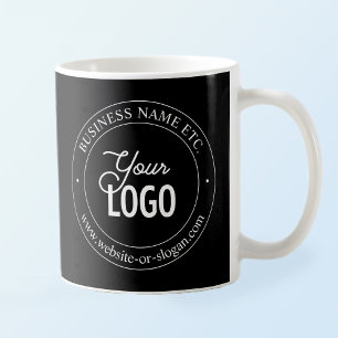 Easy Logo Replacement & Customizable Text   Black Coffee Mug