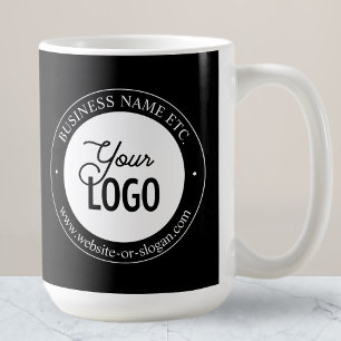 Easy Logo Replacement & Customizable Text   Black  Coffee Mug