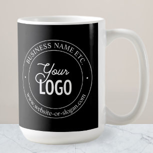 Easy Logo Replacement & Customizable Text   Black Coffee Mug