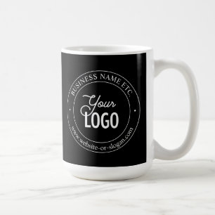 Easy Logo Replacement & Customizable Text Black Coffee Mug