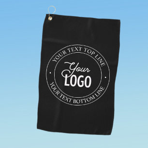 Easy Logo Replacement & Customizable Text   Black Golf Towel