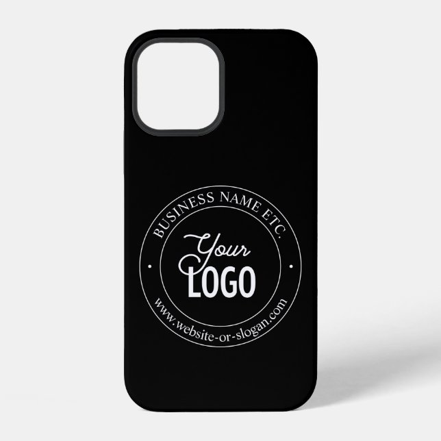 Easy Logo Replacement & Customizable Text | Black iPhone Case (Back)