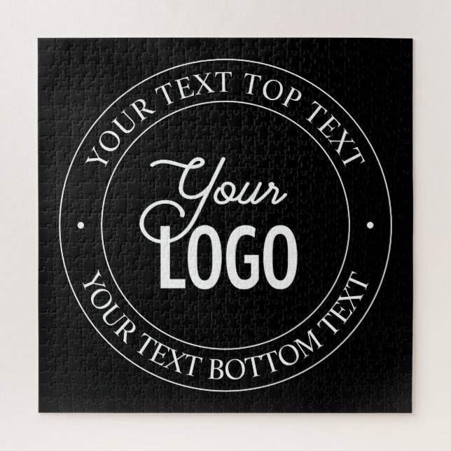 Easy Logo Replacement & Customizable Text | Black Jigsaw Puzzle (Vertical)