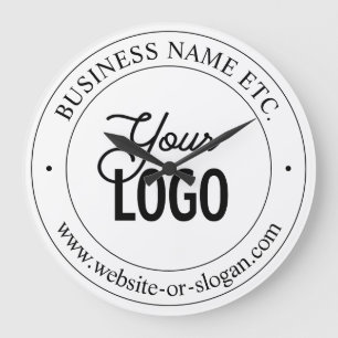 Easy Logo Replacement & Customizable Text   Black Large Clock