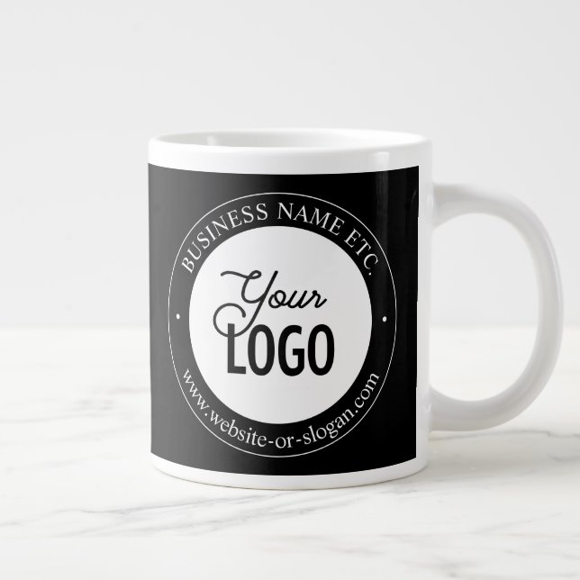 Easy Logo Replacement & Customizable Text | Black Large Coffee Mug (Right)