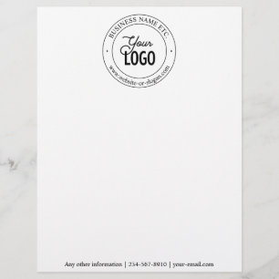Easy Logo Replacement & Customizable Text Black Letterhead