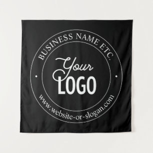 Easy Logo Replacement & Customizable Text Black Tapestry