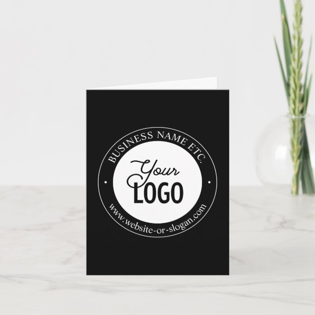 Easy Logo Replacement & Customizable Text | Black Thank You Card (Front)