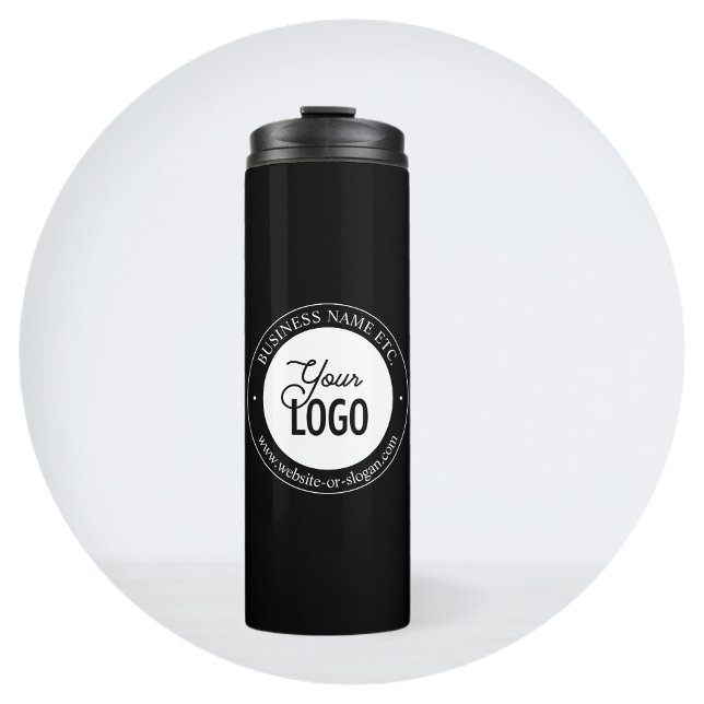 Easy Logo Replacement & Customizable Text | Black Thermal Tumbler (Creator Uploaded)