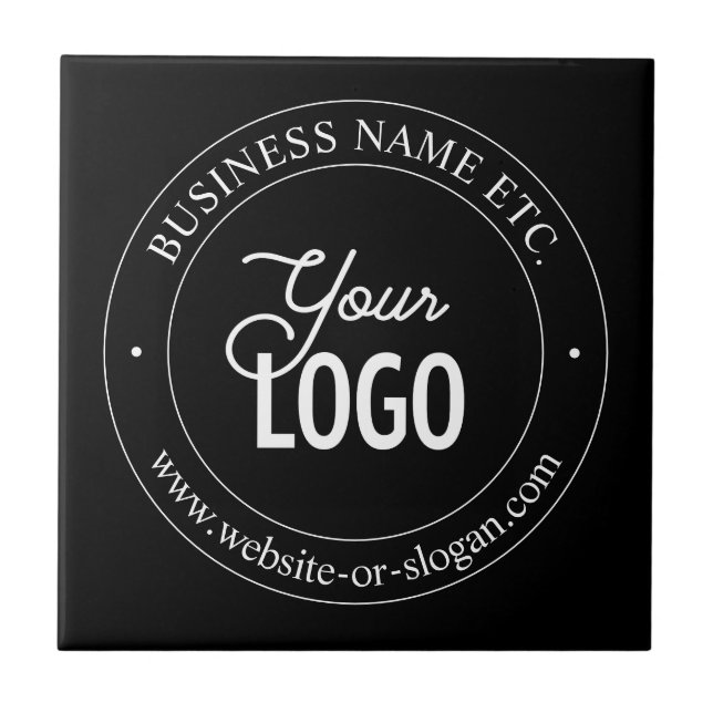 Easy Logo Replacement & Customizable Text | Black Tile (Front)