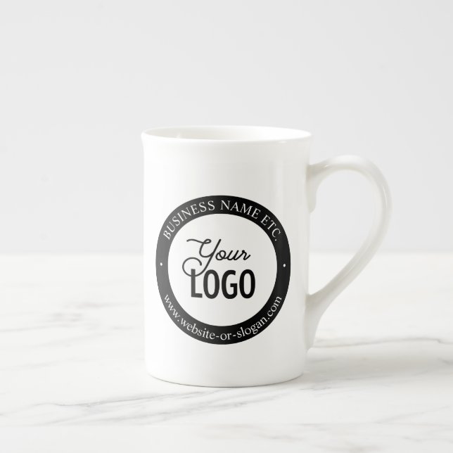 Easy Logo Replacement & Customizable Text Bone China Mug (Right)