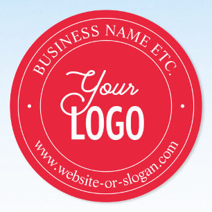 Easy Logo Replacement & Customizable Text   Red Classic Round Sticker