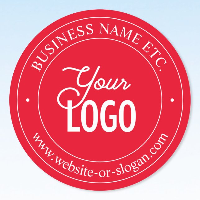 Easy Logo Replacement & Customizable Text | Red Classic Round Sticker (Creator Uploaded)
