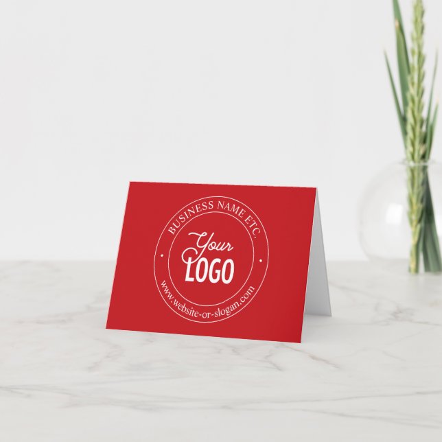 Easy Logo Replacement & Customizable Text | Red Thank You Card (Front)