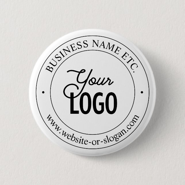 Easy Logo Replacement & Customizable Text | White 2 Inch Round Button (Front)