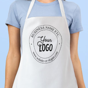 Easy Logo Replacement & Customizable Text White Apron