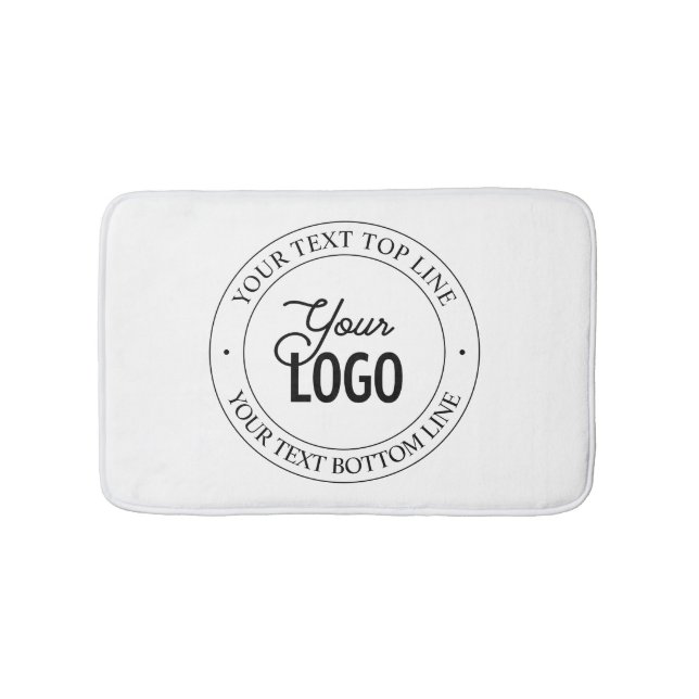 Easy Logo Replacement & Customizable Text | White Bath Mat (Front)