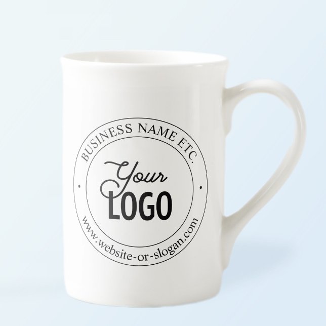 Easy Logo Replacement & Customizable Text | White Bone China Mug (Creator Uploaded)